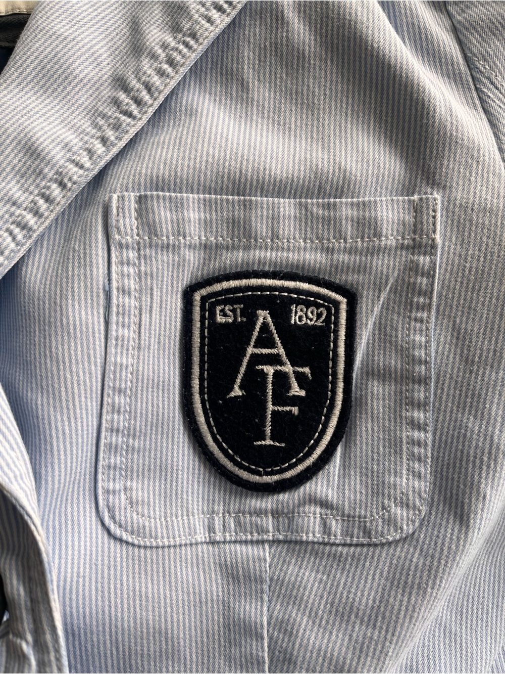 Abercrombie & Fitch Blue and White Logo Label Jacket